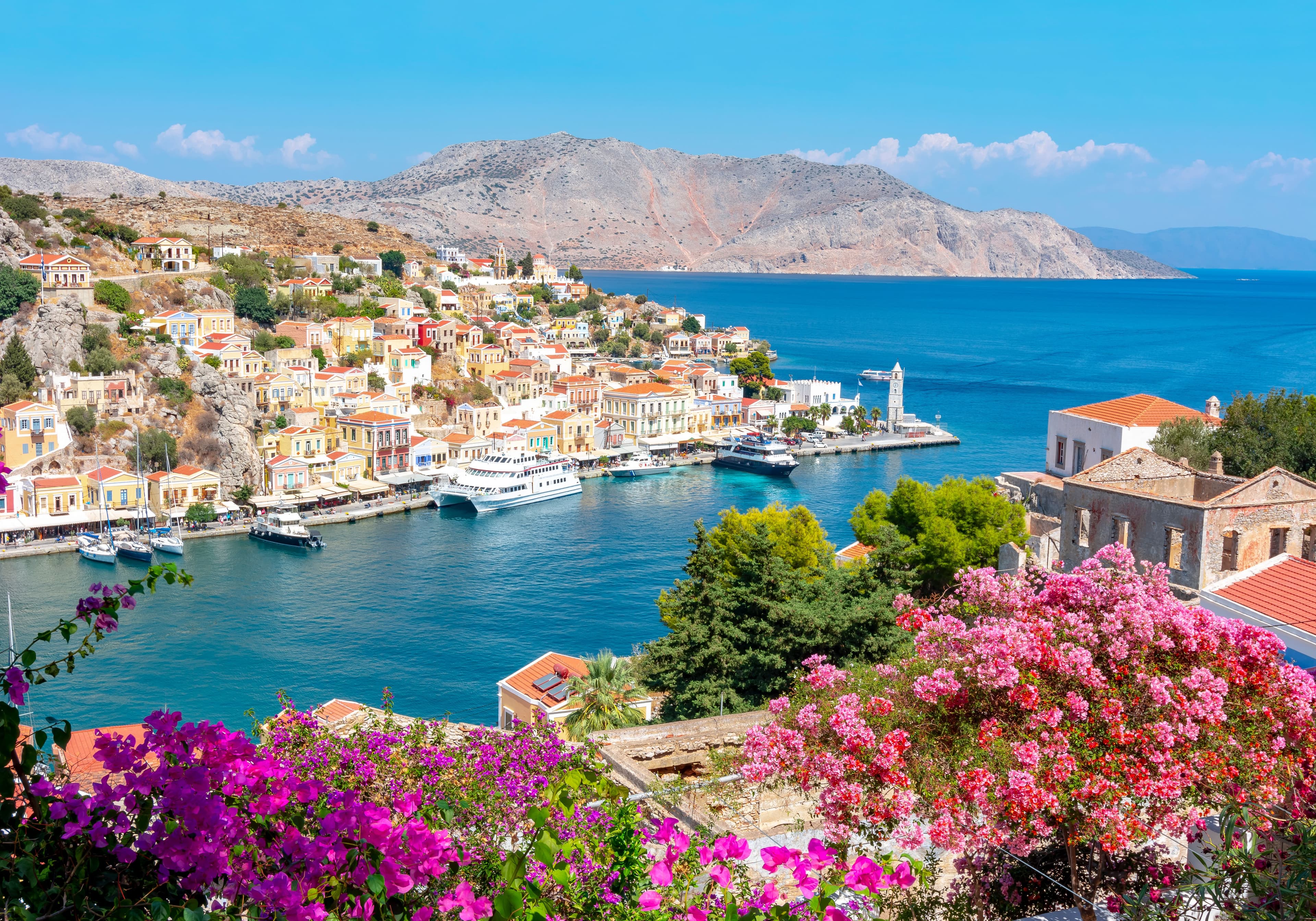 Greek island harbor